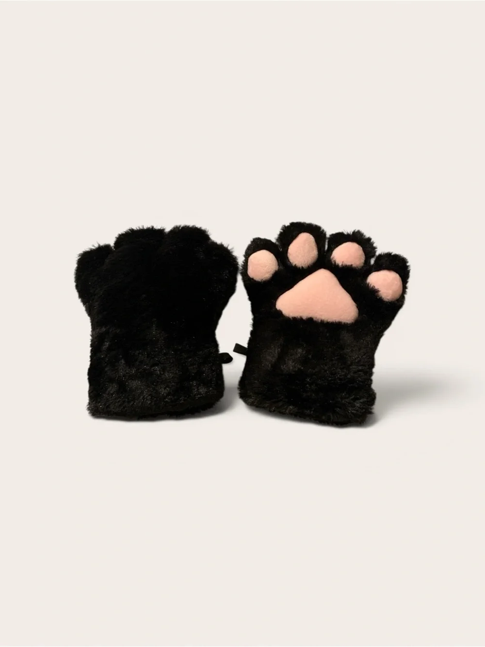 Animal Paw Costume Gloves Faux Fur Black/Pink One Size Adult Unisex